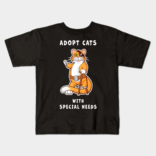 ADOPT CATS WITH SPECIAL NEEDS Kids T-Shirt by Cat In Orbit ®